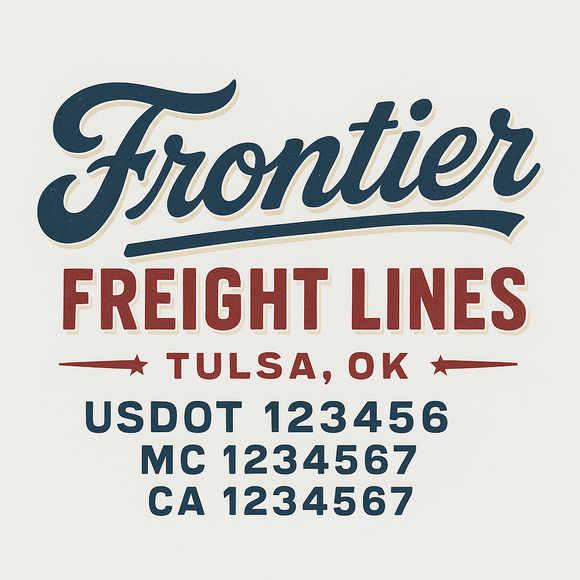 Custom Truck Door Decal Sticker Lettering Sign With Business Name, City-State, USDOT, MC, GVW, CA, KYU, VIN (Set of 2)