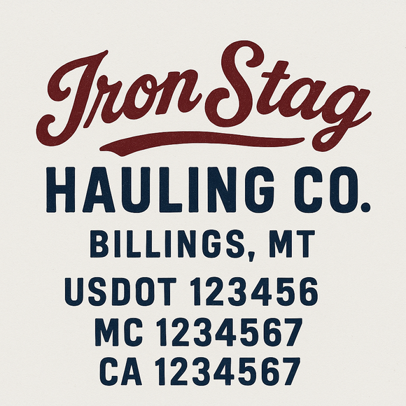 Custom Truck Door Decal Sticker Lettering Sign With Business Name, City-State, USDOT, MC, GVW, CA, KYU, VIN (Set of 2)