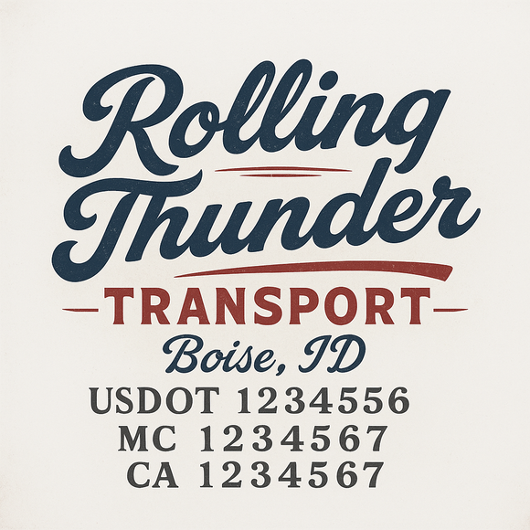 Custom Truck Door Decal Sticker Lettering Sign With Business Name, City-State, USDOT, MC, GVW, CA, KYU, VIN (Set of 2)