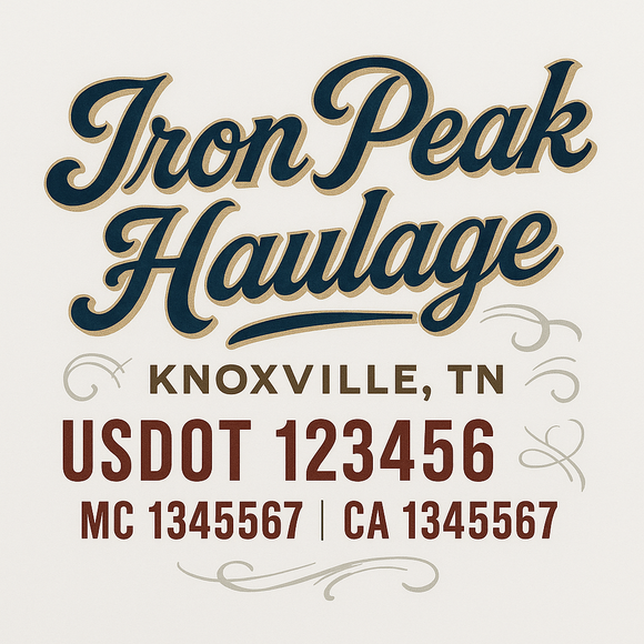 Custom Truck Door Decal Sticker Lettering Sign With Business Name, City-State, USDOT, MC, GVW, CA, KYU, VIN (Set of 2)