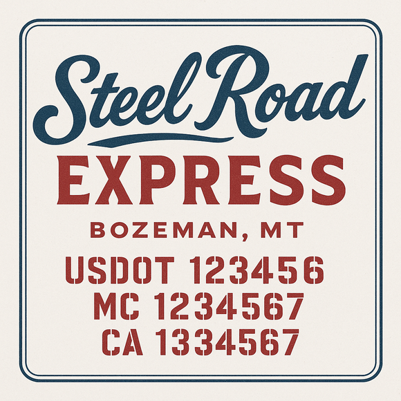 Custom Truck Door Decal Sticker Lettering Sign With Business Name, City-State, USDOT, MC, GVW, CA, KYU, VIN (Set of 2)