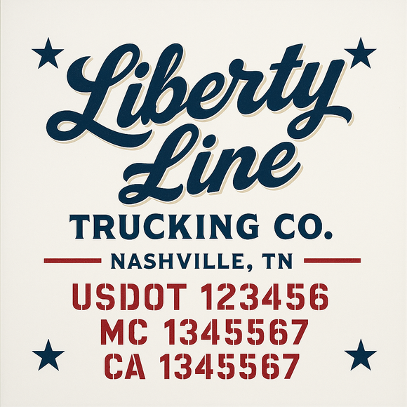 Custom Truck Door Decal Sticker Lettering Sign With Business Name, City-State, USDOT, MC, GVW, CA, KYU, VIN (Set of 2)