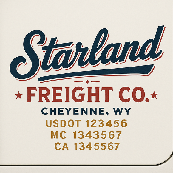 Custom Truck Door Decal Sticker Lettering Sign With Business Name, City-State, USDOT, MC, GVW, CA, KYU, VIN (Set of 2)