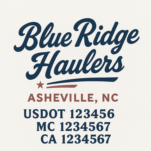 Custom Truck Door Decal Sticker Lettering Sign With Business Name, City-State, USDOT, MC, GVW, CA, KYU, VIN (Set of 2)