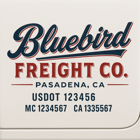 Custom Truck Door Decal Sticker Lettering Sign With Business Name, City-State, USDOT, MC, GVW, CA, KYU, VIN (Set of 2)