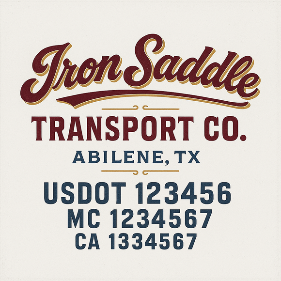 Custom Truck Door Decal Sticker Lettering Sign With Business Name, City-State, USDOT, MC, GVW, CA, KYU, VIN (Set of 2)