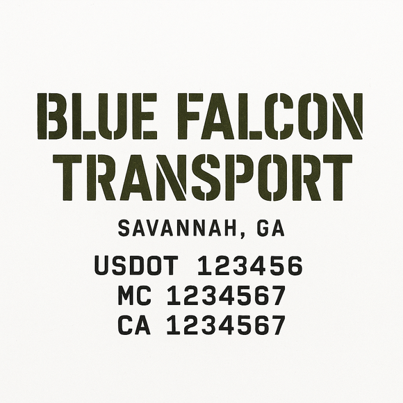 Custom Truck Door Decal Sticker Lettering Sign With Business Name, City-State, USDOT, MC, GVW, CA, KYU, VIN (Set of 2)