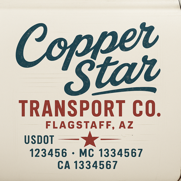 Custom Truck Door Decal Sticker Lettering Sign With Business Name, City-State, USDOT, MC, GVW, CA, KYU, VIN (Set of 2)