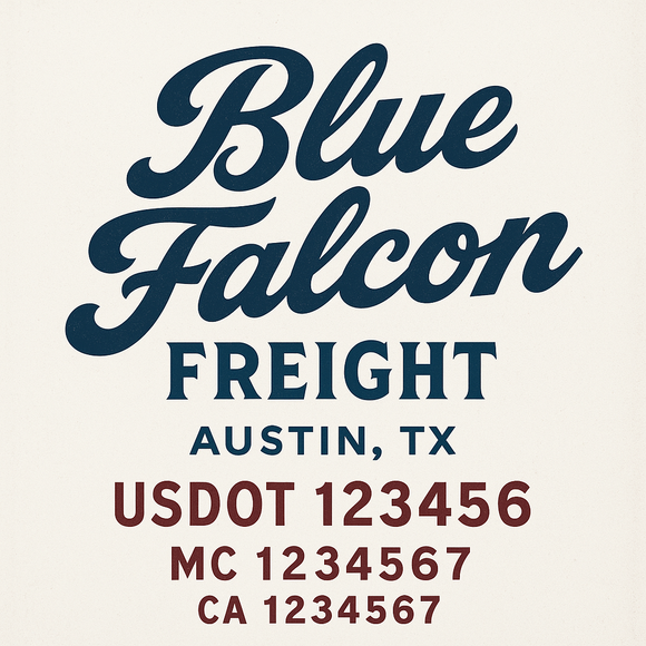 Custom Truck Door Decal Sticker Lettering Sign With Business Name, City-State, USDOT, MC, GVW, CA, KYU, VIN (Set of 2)