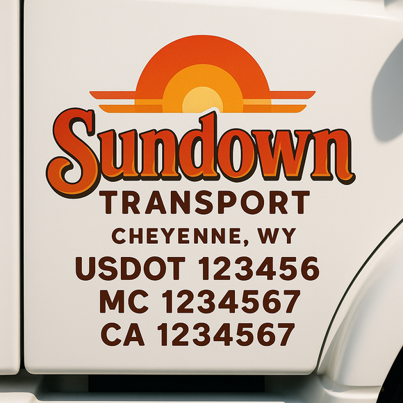 Custom Truck Door Decal Sticker Lettering Sign With Business Name, City-State, USDOT, MC, GVW, CA, KYU, VIN (Set of 2)