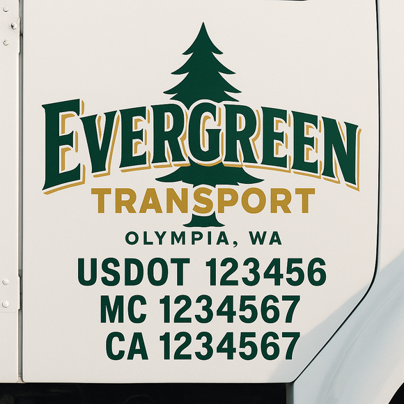 Custom Truck Door Decal Sticker Lettering Sign With Business Name, City-State, USDOT, MC, GVW, CA, KYU, VIN (Set of 2)