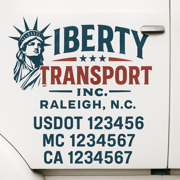 Custom Truck Door Decal Sticker Lettering Sign With Business Name, City-State, USDOT, MC, GVW, CA, KYU, VIN (Set of 2)