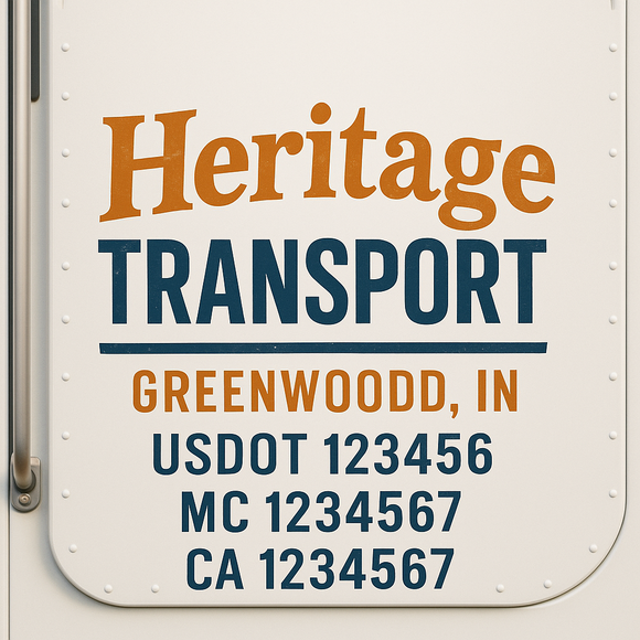 Custom Truck Door Decal Sticker Lettering Sign With Business Name, City-State, USDOT, MC, GVW, CA, KYU, VIN (Set of 2)