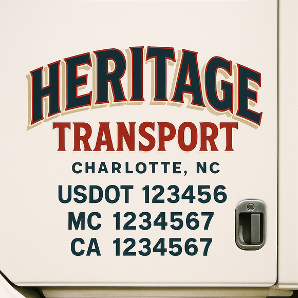 Custom Truck Door Decal Sticker Lettering Sign With Business Name, City-State, USDOT, MC, GVW, CA, KYU, VIN (Set of 2)