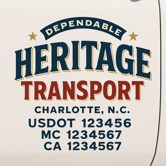 Custom Truck Door Decal Sticker Lettering Sign With Business Name, City-State, USDOT, MC, GVW, CA, KYU, VIN (Set of 2)