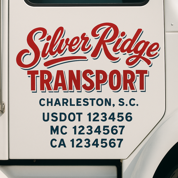 Custom Truck Door Decal Sticker Lettering Sign With Business Name, City-State, USDOT, MC, GVW, CA, KYU, VIN (Set of 2)