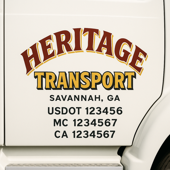 Custom Truck Door Decal Sticker Lettering Sign With Business Name, City-State, USDOT, MC, GVW, CA, KYU, VIN (Set of 2)