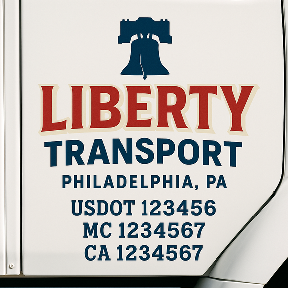 Custom Truck Door Decal Sticker Lettering Sign With Business Name, City-State, USDOT, MC, GVW, CA, KYU, VIN (Set of 2)