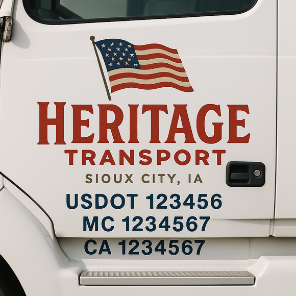 Custom Truck Door Decal Sticker Lettering Sign With Business Name, City-State, USDOT, MC, GVW, CA, KYU, VIN (Set of 2)