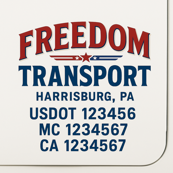 Custom Truck Door Decal Sticker Lettering Sign With Business Name, City-State, USDOT, MC, GVW, CA, KYU, VIN (Set of 2)