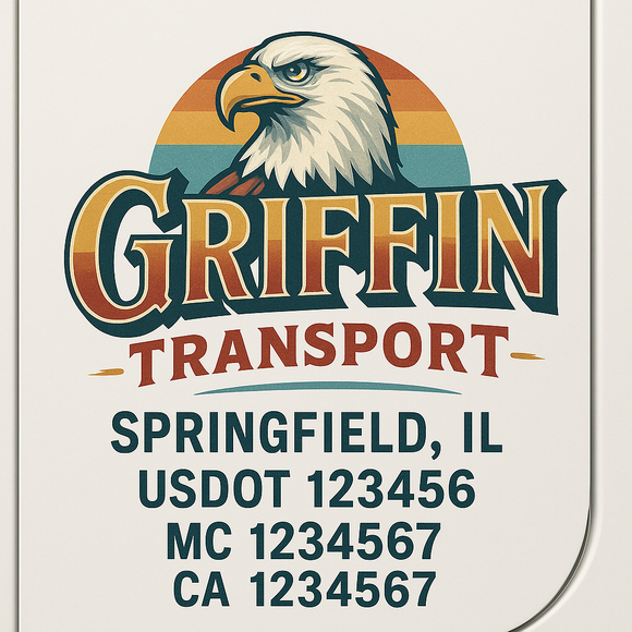 Custom Truck Door Decal Sticker Lettering Sign With Business Name, City-State, USDOT, MC, GVW, CA, KYU, VIN (Set of 2)