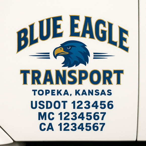 Custom Truck Door Decal Sticker Lettering Sign With Business Name, City-State, USDOT, MC, GVW, CA, KYU, VIN (Set of 2)