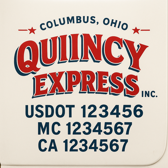 Custom Truck Door Decal Sticker Lettering Sign With Business Name, City-State, USDOT, MC, GVW, CA, KYU, VIN (Set of 2)