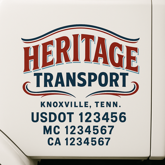 Custom Truck Door Decal Sticker Lettering Sign With Business Name, City-State, USDOT, MC, GVW, CA, KYU, VIN (Set of 2)
