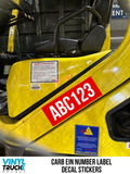 carb ein number decal label