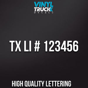 TX LI Number Vinyl Decal Sticker(Set of 2)