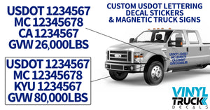 usdot lettering decal stickers & magnetic truck signs