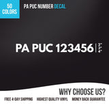 PA PUC Number Truck Decal (Set of 2)