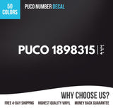PUCO Number Truck Decal (Set of 2)