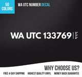 WA UTC Number Decal (Set of 2)