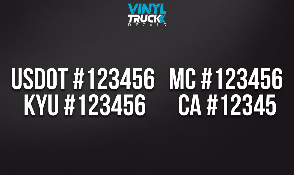 USDOT, MC, KYU & CA Number Decal Sticker Set (Set of 2) – VINYL TRUCK ...