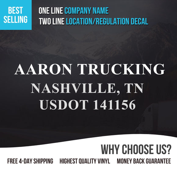 Company Name decal with location & usdot