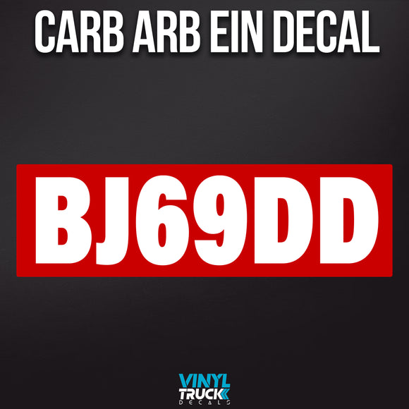 carb ein number decal