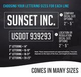 Truck Door Vinyl Lettering Decal with USDOT & MC