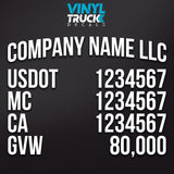 arched company name usdot mc ca gvw truck decal sticker