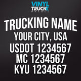 trucking company name, city, usdot mc kyu decal sticker