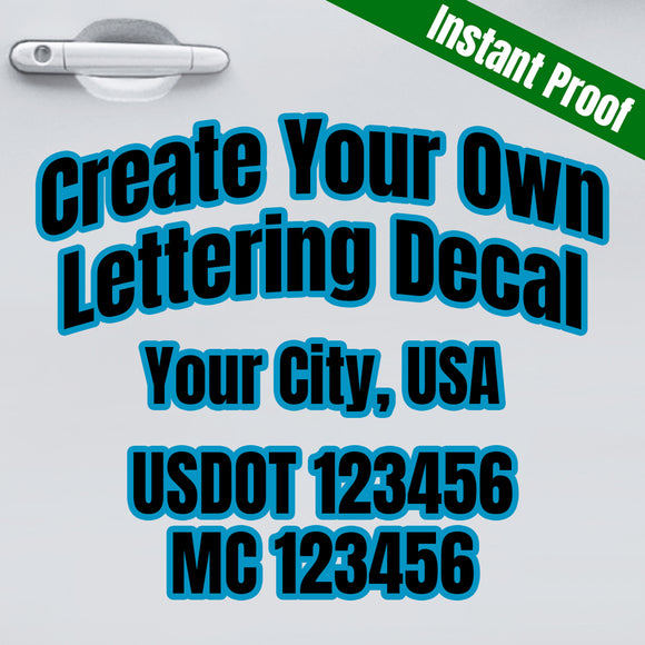 create your own usdot truck lettering decal sticker 