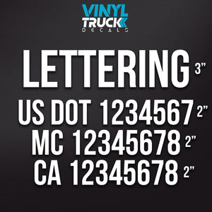 vinyl lettering company name with usdot mc ca number decal