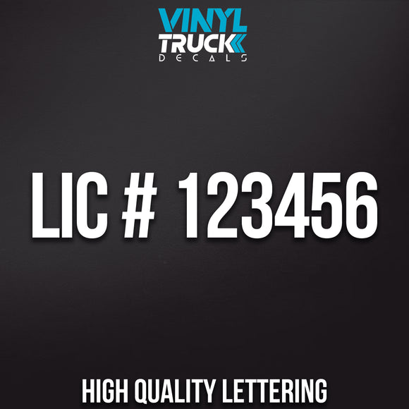 LIC # number decal