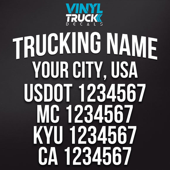trucking company name city usdot mc kyu ca number decal