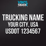 trucking name, city & usdot number decal