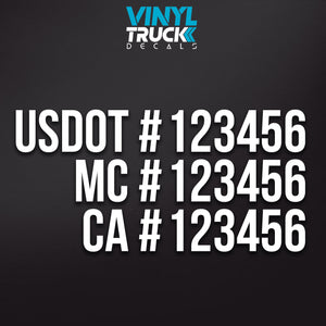 usdot mc ca number decal truck lettering