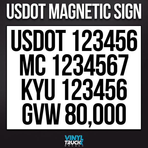 usdot mc kyu gvw magnetic sign
